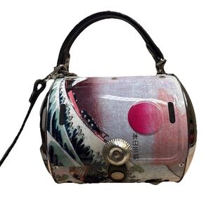 Vintage Little Earth Great Wave Japanese License Plate Bag Large- Rare Find